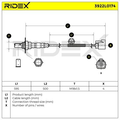 Lambda (Oxygen) Sensor RIDEX 3922L0174 3922L0174 - photo 6