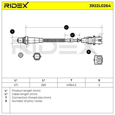 Lambda (Oxygen) Sensor RIDEX 3922L0264 3922L0264 - photo 6