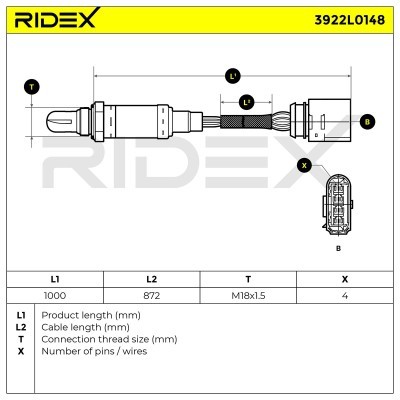 Lambda (Oxygen) Sensor RIDEX 3922L0148 3922L0148 - photo 6