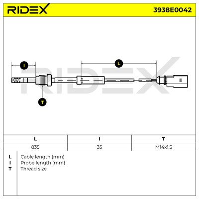 Exhaust gas temperature sensor RIDEX 3938E0042 3938E0042 - photo 5