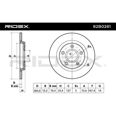 Brake Disc RIDEX 82B0261 82B0261 - photo 3