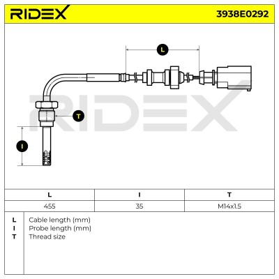 Exhaust gas temperature sensor RIDEX 3938E0292 3938E0292 - photo 6