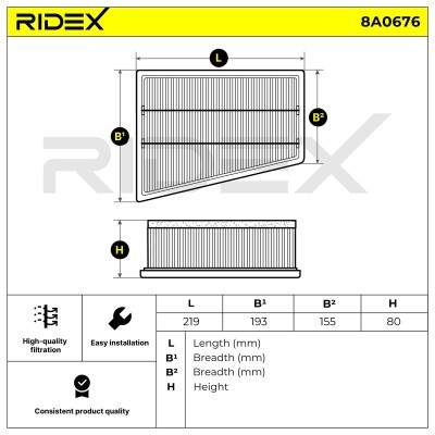 Air Filter RIDEX 8A0676 8A0676 - photo 6