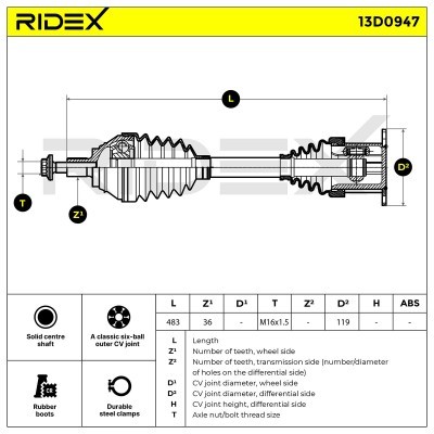 Drive Shaft RIDEX 13D0947 13D0947 - photo 7