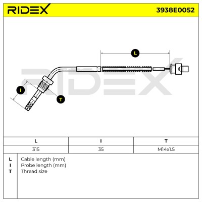Exhaust gas temperature sensor RIDEX 3938E0052 3938E0052 - photo 6