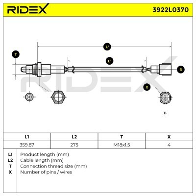 Lambda (Oxygen) Sensor RIDEX 3922L0370 3922L0370 - photo 6