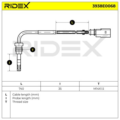 Exhaust gas temperature sensor RIDEX 3938E0068 3938E0068 - photo 5