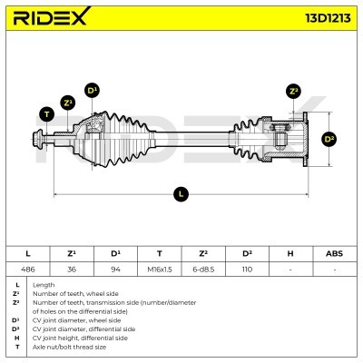 Drive Shaft RIDEX 13D1213 13D1213 - photo 7