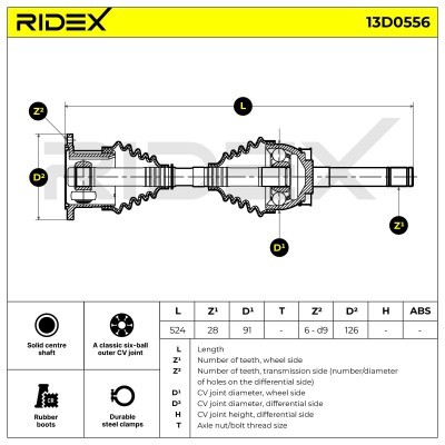 Drive Shaft RIDEX 13D0556 13D0556 - photo 7