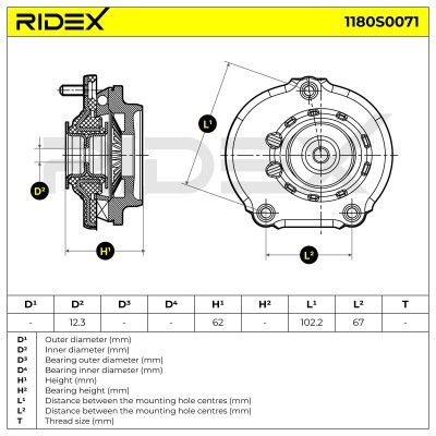 Strut Support Bearing Front RIDEX 1180S0071 1180S0071 - photo 7