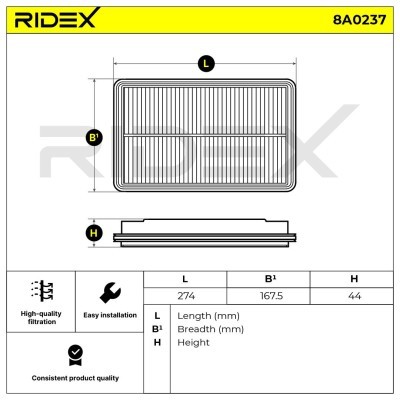 Air Filter RIDEX 8A0237 8A0237 - photo 5