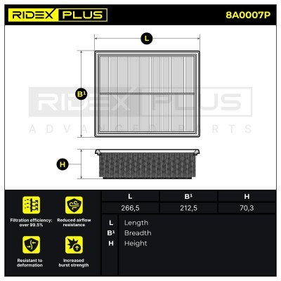 Air Filter RIDEX 8A0007P 8A0007P - photo 7