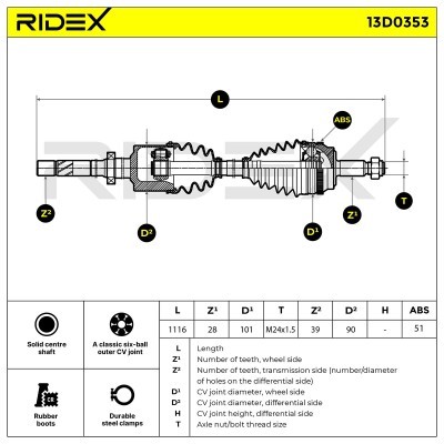 Drive Shaft RIDEX 13D0353 13D0353 - photo 6