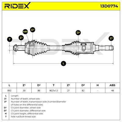 Drive Shaft RIDEX 13D0774 13D0774 - photo 7