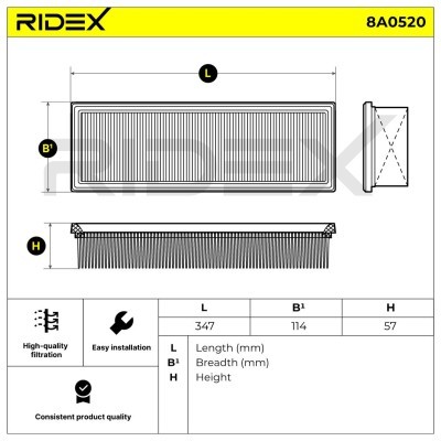 Air Filter RIDEX 8A0520 8A0520 - photo 4
