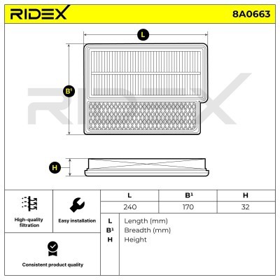 Air Filter RIDEX 8A0663 8A0663 - photo 6