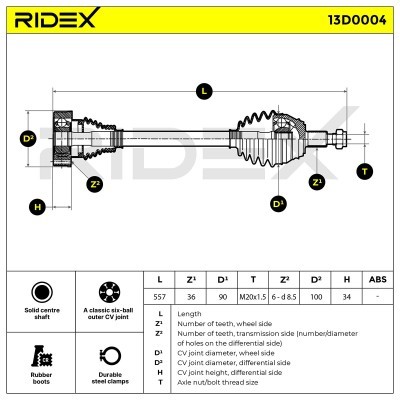Drive Shaft RIDEX 13D0004 13D0004 - photo 4