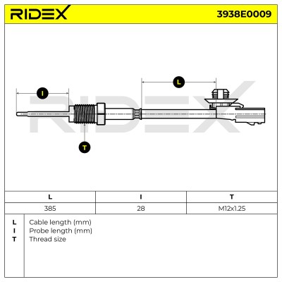 Exhaust gas temperature sensor RIDEX 3938E0009 3938E0009 - photo 6