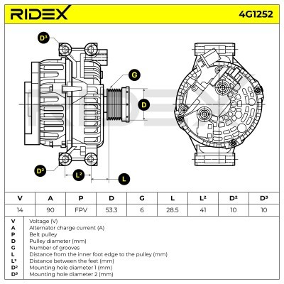 Alternator RIDEX 4G1252 4G1252 - photo 5