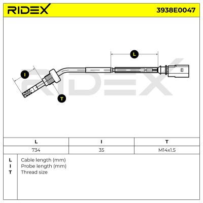 Exhaust gas temperature sensor RIDEX 3938E0047 3938E0047 - photo 5