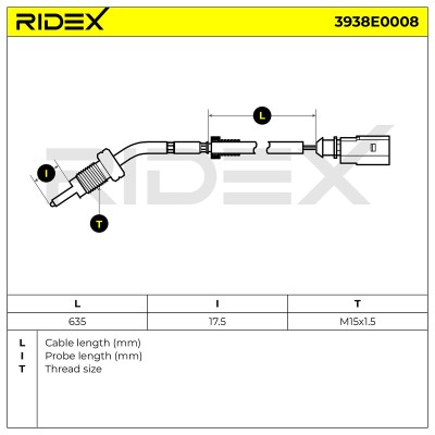 Exhaust gas temperature sensor RIDEX 3938E0008 3938E0008 - photo 6