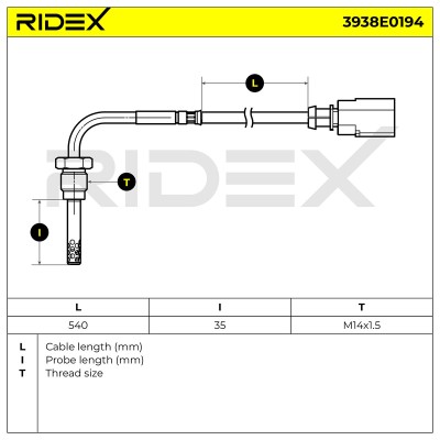 Exhaust gas temperature sensor RIDEX 3938E0194 3938E0194 - photo 5