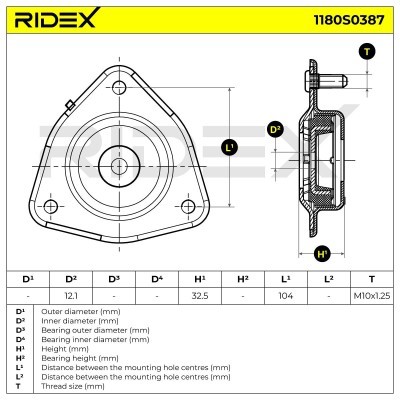 Strut Support Bearing Front RIDEX 1180S0387 1180S0387 - photo 5