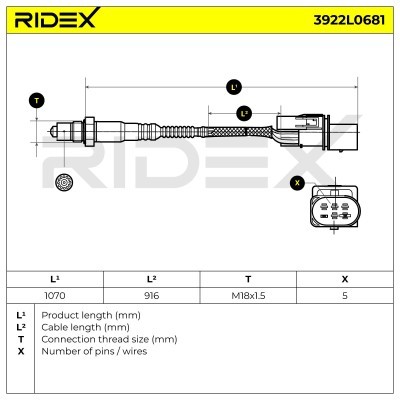 Lambda (Oxygen) Sensor RIDEX 3922L0681 3922L0681 - photo 6
