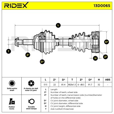 Drive Shaft RIDEX 13D0065 13D0065 - photo 6