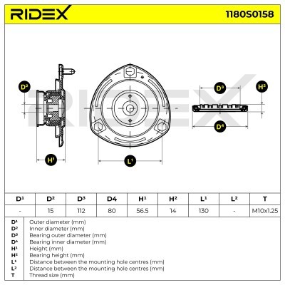 Strut Support Bearing Front RIDEX 1180S0158 1180S0158 - photo 5