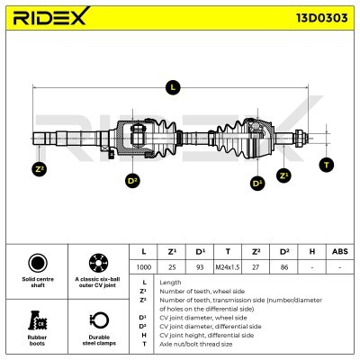 Drive Shaft RIDEX 13D0303 13D0303 - photo 6