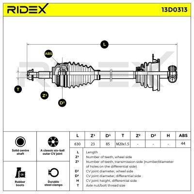 Drive Shaft RIDEX 13D0313 13D0313 - photo 5
