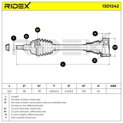 Drive Shaft RIDEX 13D1242 13D1242 - photo 7