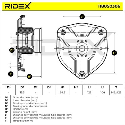 Strut Support Bearing Front RIDEX 1180S0306 1180S0306 - photo 6