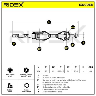 Drive Shaft RIDEX 13D0068 13D0068 - photo 8