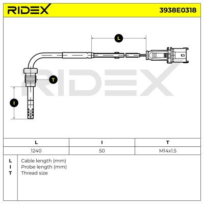 Exhaust gas temperature sensor RIDEX 3938E0318 3938E0318 - photo 6