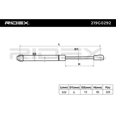Gas Spring, boot-/cargo area RIDEX 219G0292 219G0292 - photo 7