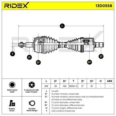 Drive Shaft RIDEX 13D0558 13D0558 - photo 7