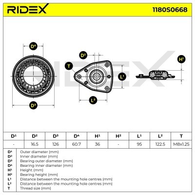 Strut Support Bearing Front RIDEX 1180S0668 1180S0668 - photo 5