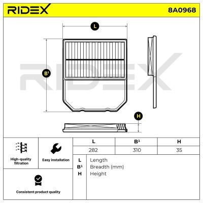 Air Filter RIDEX 8A0968 8A0968 - photo 5