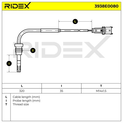 Exhaust gas temperature sensor RIDEX 3938E0080 3938E0080 - photo 5