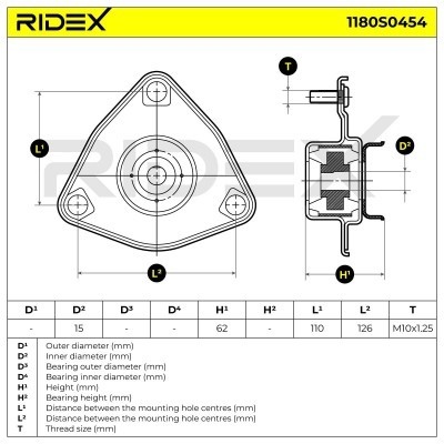 Strut Support Bearing Front RIDEX 1180S0454 1180S0454 - photo 6