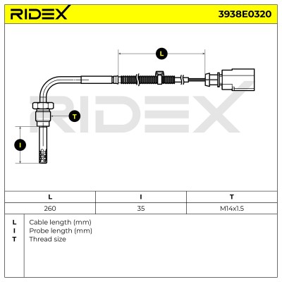 Exhaust gas temperature sensor RIDEX 3938E0320 3938E0320 - photo 5