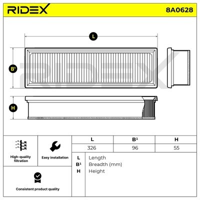 Air Filter RIDEX 8A0628 8A0628 - photo 6