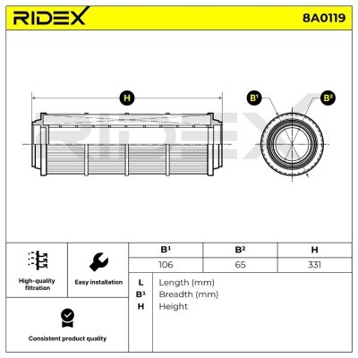 Air Filter RIDEX 8A0119 8A0119 - photo 5