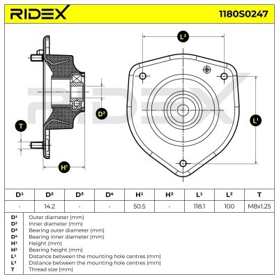 Strut Support Bearing Front RIDEX 1180S0247 1180S0247 - photo 5