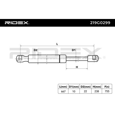 Gas Spring, boot-/cargo area RIDEX 219G0299 219G0299 - photo 6
