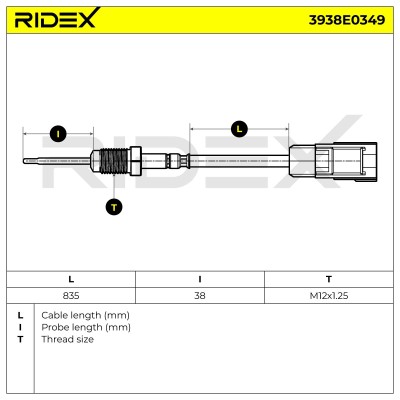 Exhaust gas temperature sensor RIDEX 3938E0349 3938E0349 - photo 6