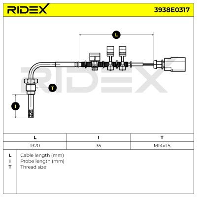 Exhaust gas temperature sensor RIDEX 3938E0317 3938E0317 - photo 6
