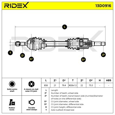 Drive Shaft RIDEX 13D0916 13D0916 - photo 7